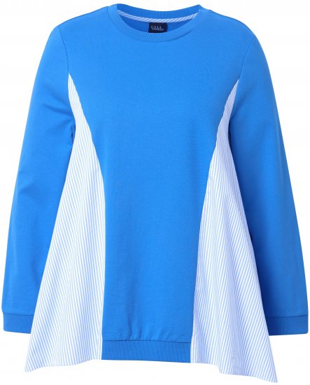 Ulla Popken Pinstripe Gore Long Sleeve Sweatshirt Peacock Blue - Mikiny & mikiny bez kapucne - 