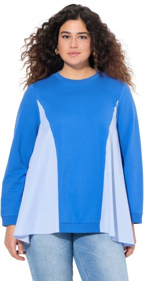 Ulla Popken Pinstripe Gore Long Sleeve Sweatshirt Peacock Blue - Mikiny & mikiny bez kapucne - 
