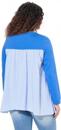 Ulla Popken Pinstripe Gore Long Sleeve Sweatshirt Peacock Blue - Mikiny & mikiny bez kapucne - 