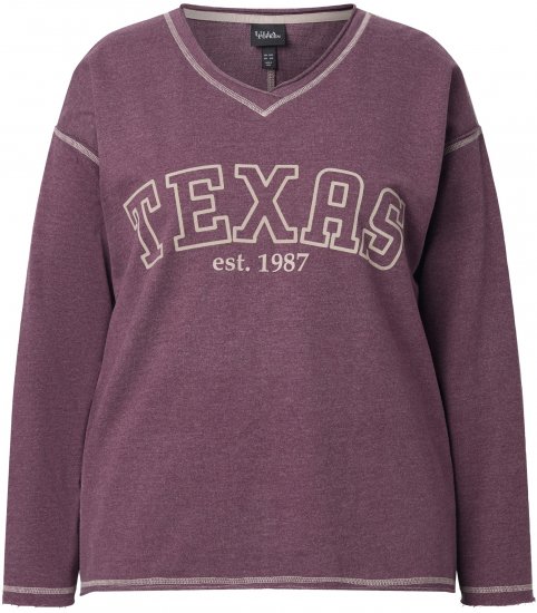 Ulla Popken Texas Contrast Stitching Sweatshirt Dark Ruby - Mikiny & mikiny bez kapucne - 