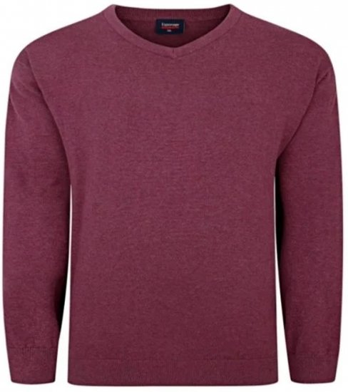 Espionage KW031 V-Neck Pullover Grape Red - Mikiny & mikiny bez kapucne - Mikiny & Mikiny s Kapucňou 2XL-12XL