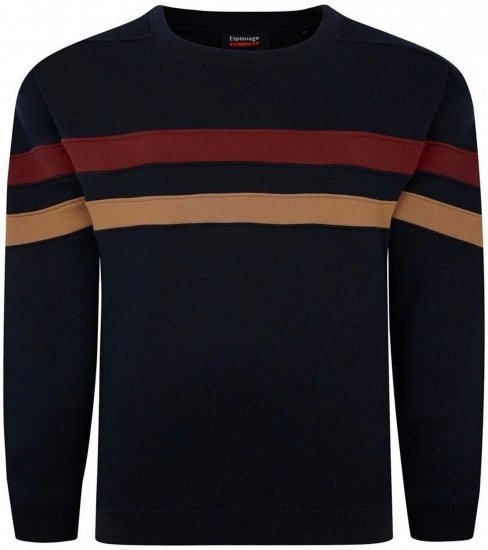 Espionage LW163 Striped Sweatshirt Navy - Mikiny & mikiny bez kapucne - Mikiny & Mikiny s Kapucňou 2XL-12XL
