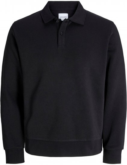 Jack & Jones Bradley Sweatshirt Polo Black - Mikiny & mikiny bez kapucne - Mikiny & Mikiny s Kapucňou 2XL-12XL