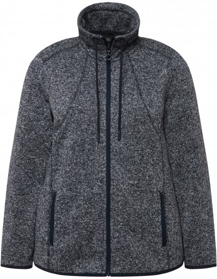 Ulla Popken Heather Knit Fleece Jacket Navy - Mikiny & mikiny bez kapucne - 