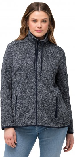 Ulla Popken Heather Knit Fleece Jacket Navy - Mikiny & mikiny bez kapucne - 