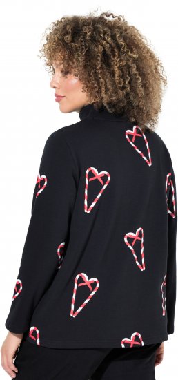 Ulla Popken Candy Cane Graphic Sweatshirt Black - Mikiny & mikiny bez kapucne - 