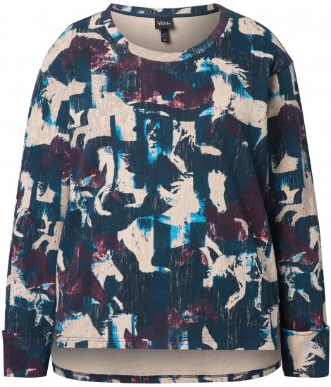 Ulla Popken Horse Print Long Sleeve Sweatshirt Navy - Mikiny & mikiny bez kapucne - 