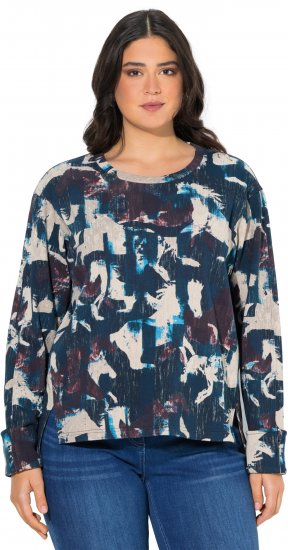 Ulla Popken Horse Print Long Sleeve Sweatshirt Navy - Mikiny & mikiny bez kapucne - 