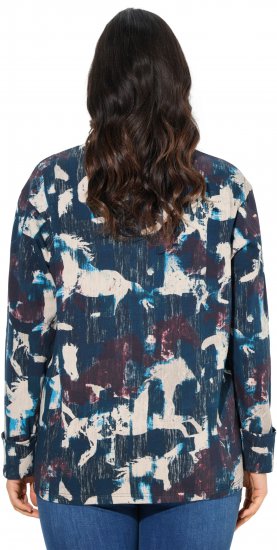 Ulla Popken Horse Print Long Sleeve Sweatshirt Navy - Mikiny & mikiny bez kapucne - 