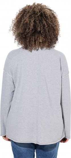 Ulla Popken Bow City Lettering Sweatshirt Light Grey Melange - Mikiny & mikiny bez kapucne - 