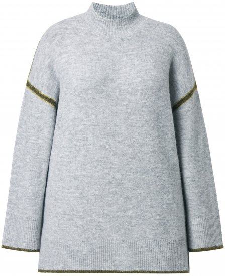 Ulla Popken Decorative Seam Sweater Light Grey Melange - Mikiny & mikiny bez kapucne - 