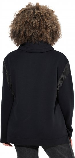 Ulla Popken Chain Fringe Smooth Fleece Sweatshirt Black - Mikiny & mikiny bez kapucne - 