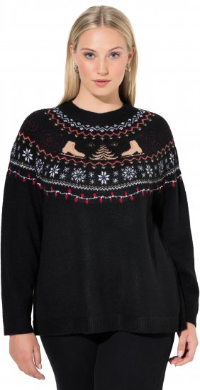 Ulla Popken Norwegian Style Christmas Sweater Black - Mikiny & mikiny bez kapucne - 