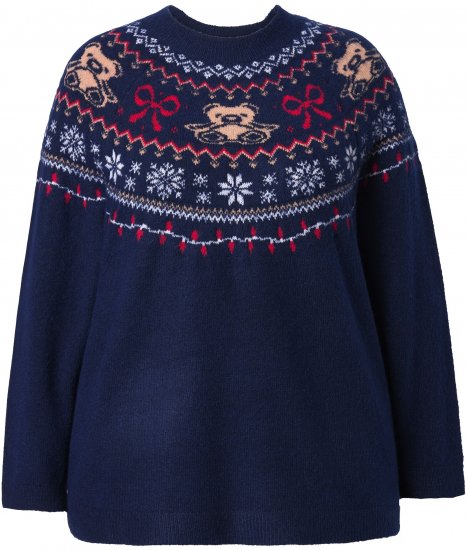 Ulla Popken Norwegian Style Christmas Sweater Blue - Mikiny & mikiny bez kapucne - 
