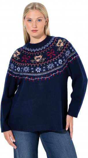 Ulla Popken Norwegian Style Christmas Sweater Blue - Mikiny & mikiny bez kapucne - 