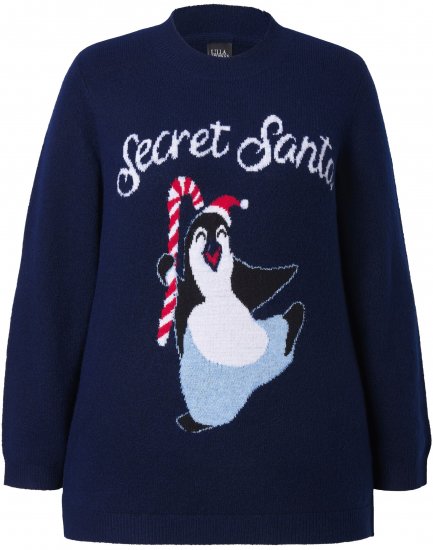 Ulla Popken Christmas Motif Classic Fit Sweater Navy - Mikiny & mikiny bez kapucne - 