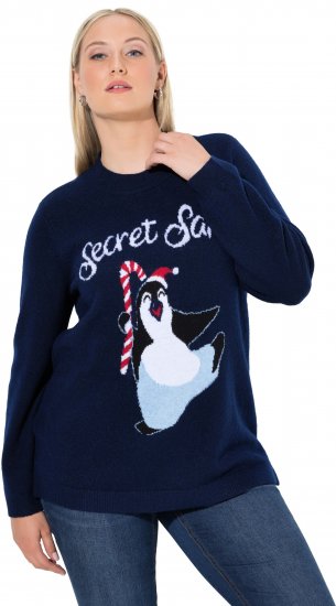 Ulla Popken Christmas Motif Classic Fit Sweater Navy - Mikiny & mikiny bez kapucne - 