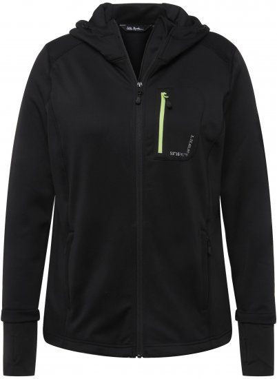 Ulla Popken HYPRAR Zip Front Hooded Stretch Sweatshirt Black - Mikiny & mikiny bez kapucne - 