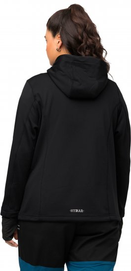 Ulla Popken HYPRAR Zip Front Hooded Stretch Sweatshirt Black - Mikiny & mikiny bez kapucne - 