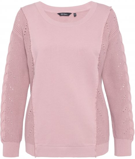 Ulla Popken Mixed Knit Patch Look Sweatshirt Old Pink - Mikiny & mikiny bez kapucne - 