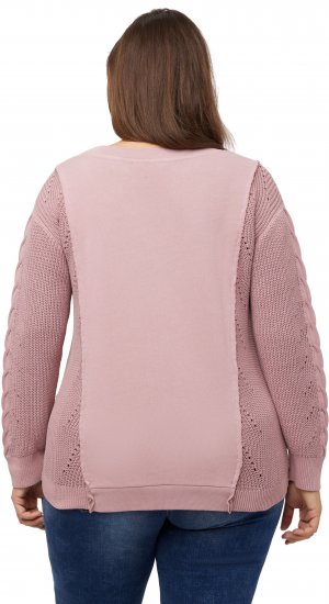 Ulla Popken Mixed Knit Patch Look Sweatshirt Old Pink - Mikiny & mikiny bez kapucne - 