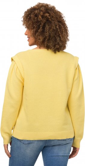 Ulla Popken Shoulder Accent Classic Fit Textured Knit Sweater Lemon Yellow - Mikiny & mikiny bez kapucne - 