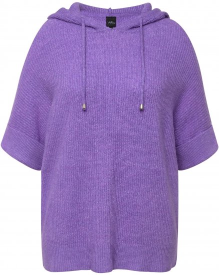 Ulla Popken Fuzzy Knit Short Sleeve Hoodie Pale Lilac - Mikiny & mikiny bez kapucne - 