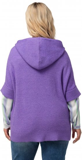 Ulla Popken Fuzzy Knit Short Sleeve Hoodie Pale Lilac - Mikiny & mikiny bez kapucne - 