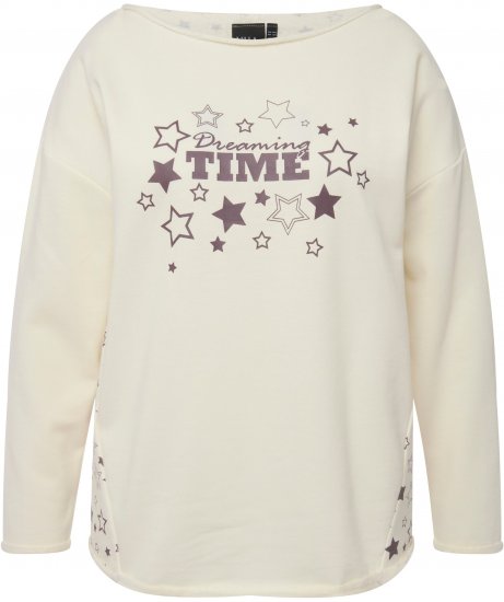 Ulla Popken Dreaming Time Long Sleeve Sweatshirt Chalk - Mikiny & mikiny bez kapucne - 