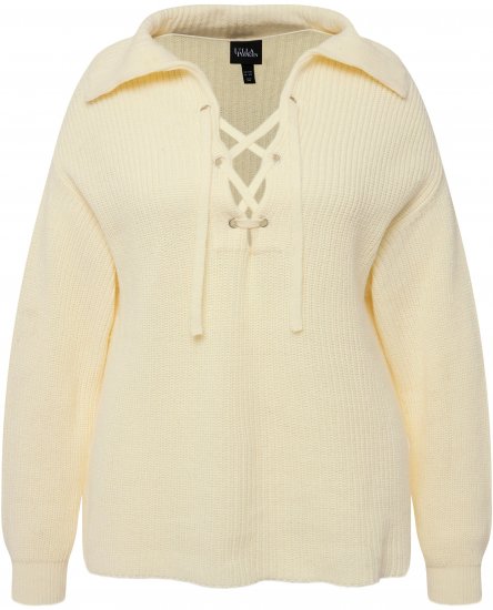 Ulla Popken Lace Up Sailor Collar Sweater Vanilla - Mikiny & mikiny bez kapucne - 