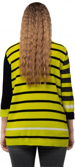 Ulla Popken Mixed Stripe 3/4 Sleeve Colorblock Sweater Apple Green - Mikiny & mikiny bez kapucne - 