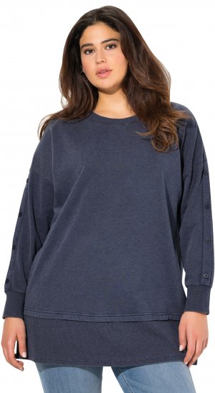 Ulla Popken Layered Look Button Sleeve Sweatshirt Navy - Mikiny & mikiny bez kapucne - 