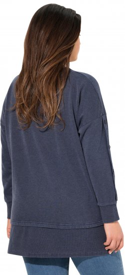 Ulla Popken Layered Look Button Sleeve Sweatshirt Navy - Mikiny & mikiny bez kapucne - 