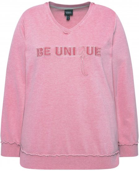 Ulla Popken Graphic BE UNIQUE Inverted Seam Sweatshirt Raspberry - Mikiny & mikiny bez kapucne - 