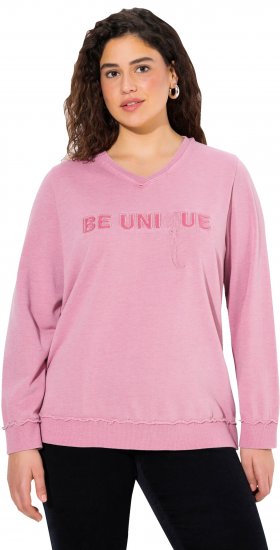 Ulla Popken Graphic BE UNIQUE Inverted Seam Sweatshirt Raspberry - Mikiny & mikiny bez kapucne - 