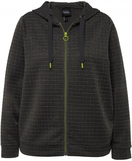 Ulla Popken Textured Metallic Knit Sweatshirt With Hood Graphite Grey - Mikiny & mikiny bez kapucne - 