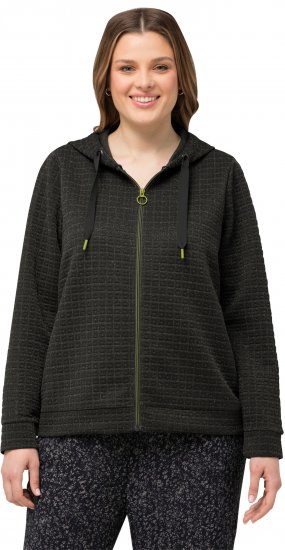 Ulla Popken Textured Metallic Knit Sweatshirt With Hood Graphite Grey - Mikiny & mikiny bez kapucne - 