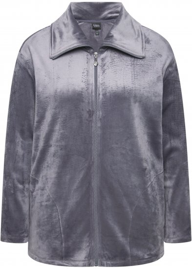 Ulla Popken Velour Loungewear Jacket Dark Grey - Mikiny & mikiny bez kapucne - 
