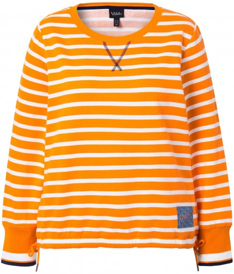 Ulla Popken Striped Drawstring Hem Sweatshirt Orange - Mikiny & mikiny bez kapucne - 