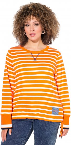 Ulla Popken Striped Drawstring Hem Sweatshirt Orange - Mikiny & mikiny bez kapucne - 