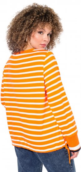 Ulla Popken Striped Drawstring Hem Sweatshirt Orange - Mikiny & mikiny bez kapucne - 