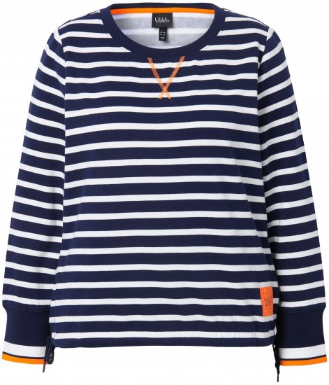 Ulla Popken Striped Drawstring Hem Sweatshirt Navy - Mikiny & mikiny bez kapucne - 