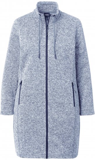Ulla Popken Longline Knit Fleece Jacket Sky Blue - Mikiny & mikiny bez kapucne - 
