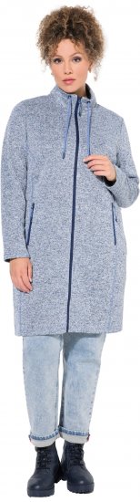 Ulla Popken Longline Knit Fleece Jacket Sky Blue - Mikiny & mikiny bez kapucne - 