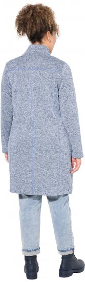 Ulla Popken Longline Knit Fleece Jacket Sky Blue - Mikiny & mikiny bez kapucne - 