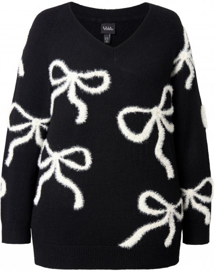 Ulla Popken Glitter Bow Sweater Black - Mikiny & mikiny bez kapucne - 