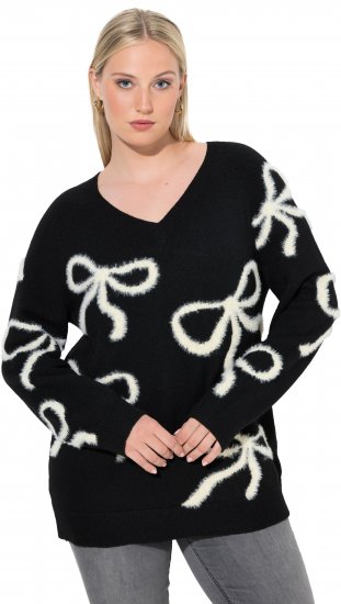 Ulla Popken Glitter Bow Sweater Black - Mikiny & mikiny bez kapucne - 