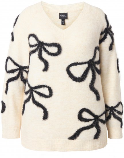 Ulla Popken Glitter Bow Sweater Chalk - Mikiny & mikiny bez kapucne - 