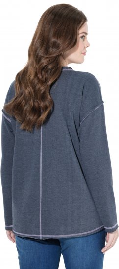 Ulla Popken Houston Textured Lettering Sweatshirt Navy - Mikiny & mikiny bez kapucne - 