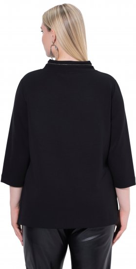 Ulla Popken Decorative Chain Collar Sweatshirt Black - Mikiny & mikiny bez kapucne - 